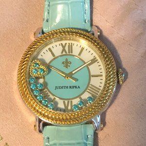 JUDITH RIPKA Odyssey Floating Heart Diamonique Charm Watch